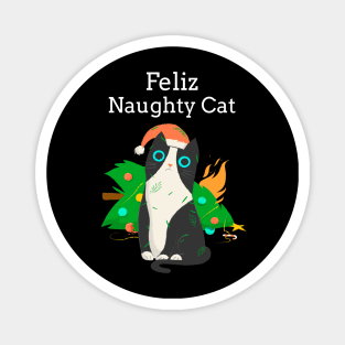 Feliz Naughty Cat Funny Christmas Navidad Magnet